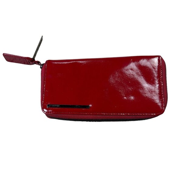 Kenneth Cole Red Patent Leather Zip-Around Wallet With Multiple Card Slots & Coi - Picture 1 of 8